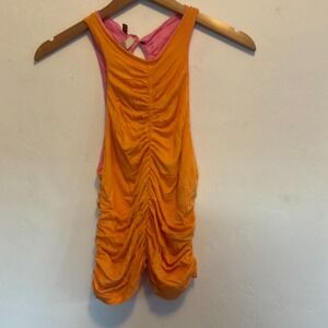 Anthropologie Pilcro Tank Women's Small Pink Orange Ruched Reversible NWOT